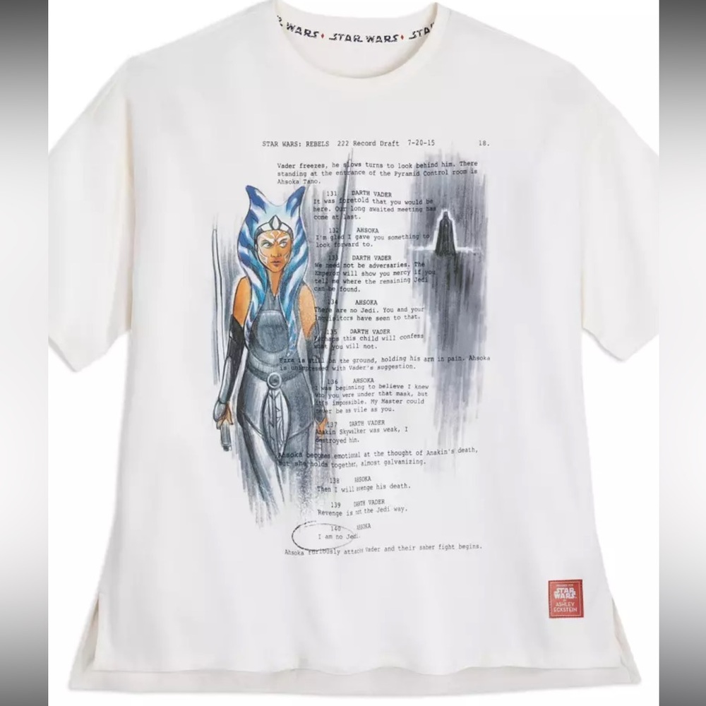 Disney Star Wars Ashley Eckstein  T-Shirt Ahsoka Vader Script